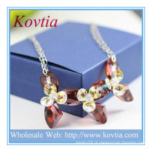 ALTA extremidade fina jóias 925 prata esterlina SWA colar de pingente de cristal
